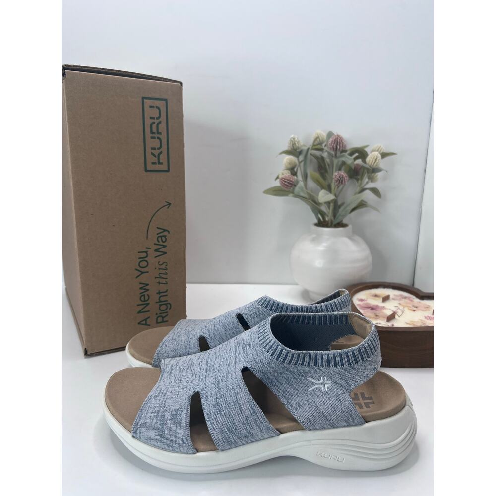 Kuru CODA Muse Knit Comfort Sandal Cloud Gray/Bright White Women 9 M Tried On
